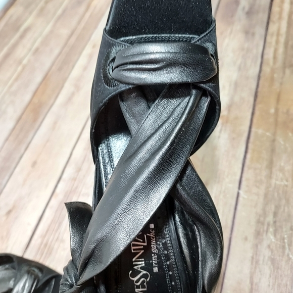 Yves Saint Laurent Rive Gauche black peep toe heels 36.5 - Picture 7 of 16